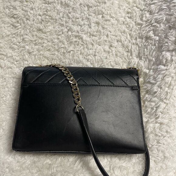 Karl Lagerfeld Purse Womens Black Quilted Shoulder Bag Gold tone Chain Strap - Picture 7 of 16